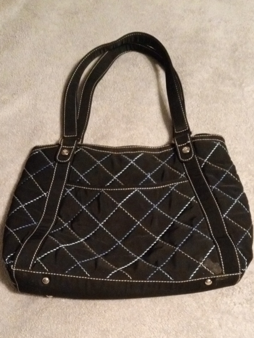 Vera Bradley Black Quilted Tote Bag with Contrast Stitching